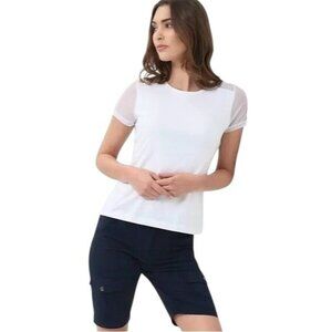 Anatomie Shirt Women Small White Crew Neck Sheer Sleeve Melissa Tee Italy
